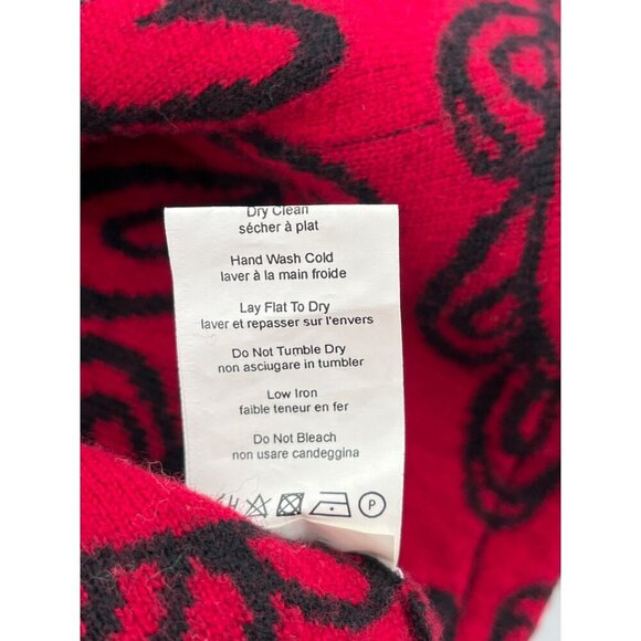 Neve Womens Hooded Knit Sweater Jacket With Belt - Size Small Red & Black Floral - Picture 9 of 11